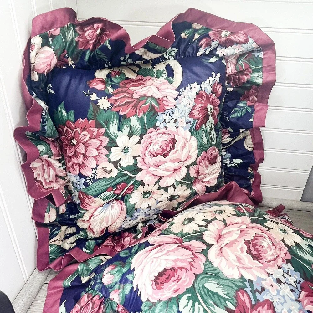 Vintage Mauve Floral Throw Pillow Set: Grandmacore‎ Decor
